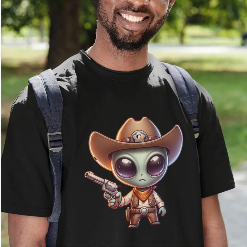 Camiseta Básica Masculina - Alien Cowboy/ Faroeste Western Country.