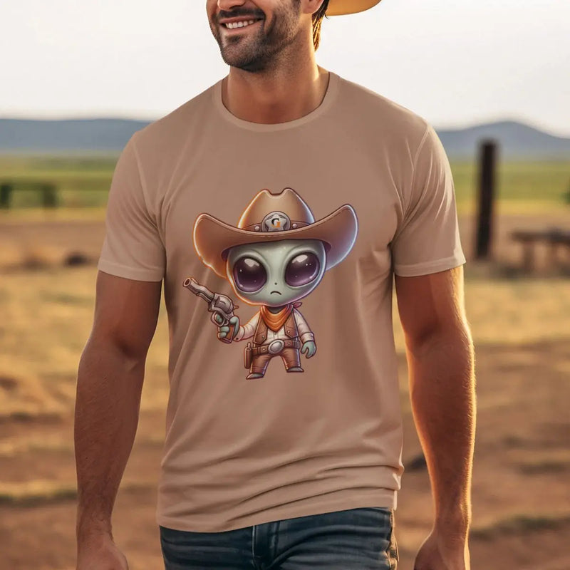 Camiseta Básica Masculina - Alien Cowboy/ Faroeste Western Country.