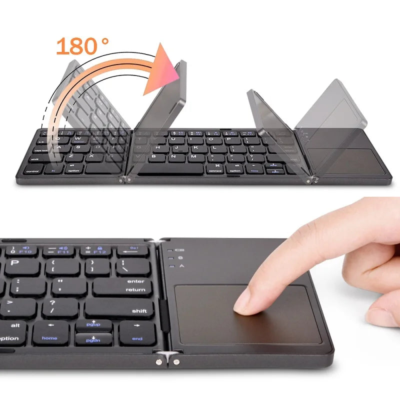 Teclado dobrável sem fio Teclado Bluetooth com Touchpad para Windows, Android, IOS, telefone, Mini teclado de botão multifuncional