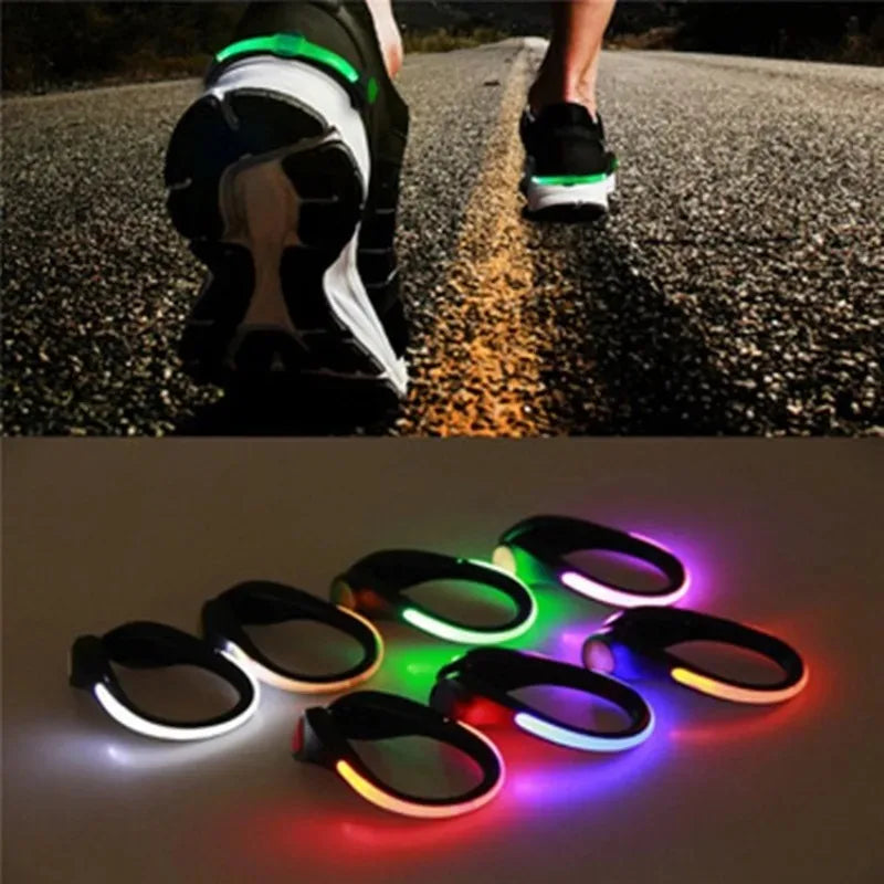 Luz de led para maratonista, iluminação para tenis de corrida, noturno, ciclismo e advertência de segurança noturna.