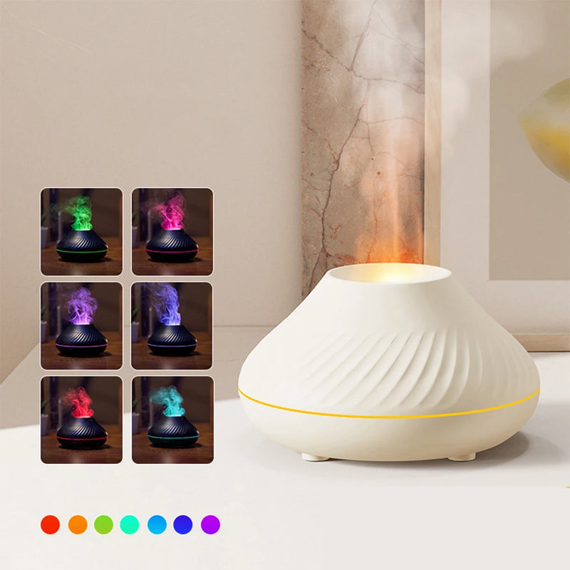 Difusor elétrico do aroma da chama vulcânica, Uso essencial da lâmpada do óleo, Umidificador de ar, Cool Mist Maker com LED Night Light para casa