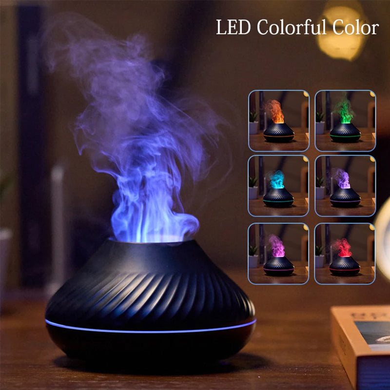 Difusor elétrico do aroma da chama vulcânica, Uso essencial da lâmpada do óleo, Umidificador de ar, Cool Mist Maker com LED Night Light para casa